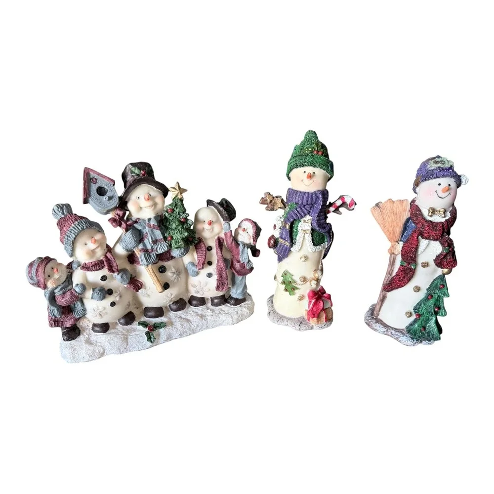 Vintage Snowman Figurine Lot Cornerstone Creations‎ Winter Christmas Decor 12pc